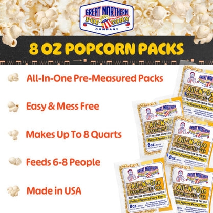 the 8 oz machine option uses 10.75 oz pouches and yields approximately 2 gallons or 32 cups per pack, serving 6 to 8 people