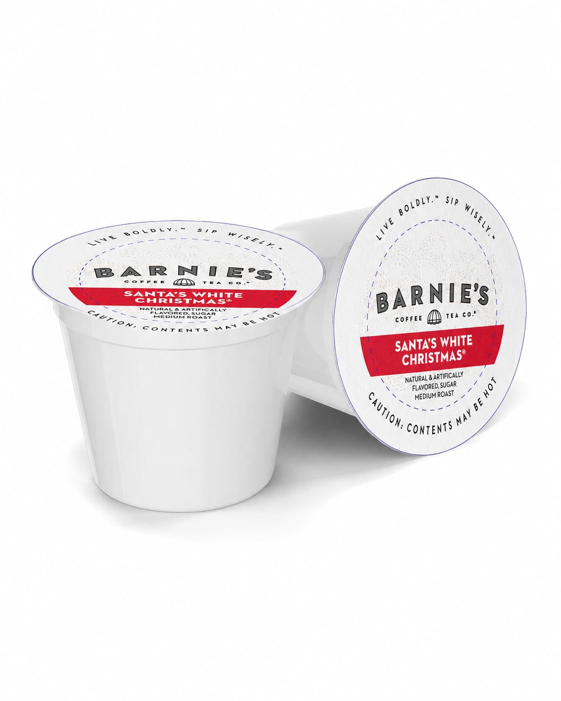 the featured santa's white christmas pack contains 48 keurig-compatible capsules