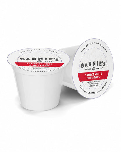 the featured santa's white christmas pack contains 48 keurig-compatible capsules