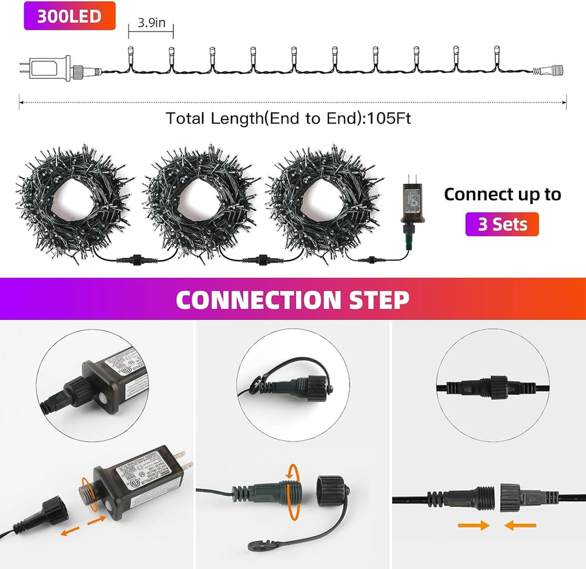 the light string has an ip65 water-resistance rating for outdoor moisture exposure, although the electrical plug is not waterproof and must be kept dry
