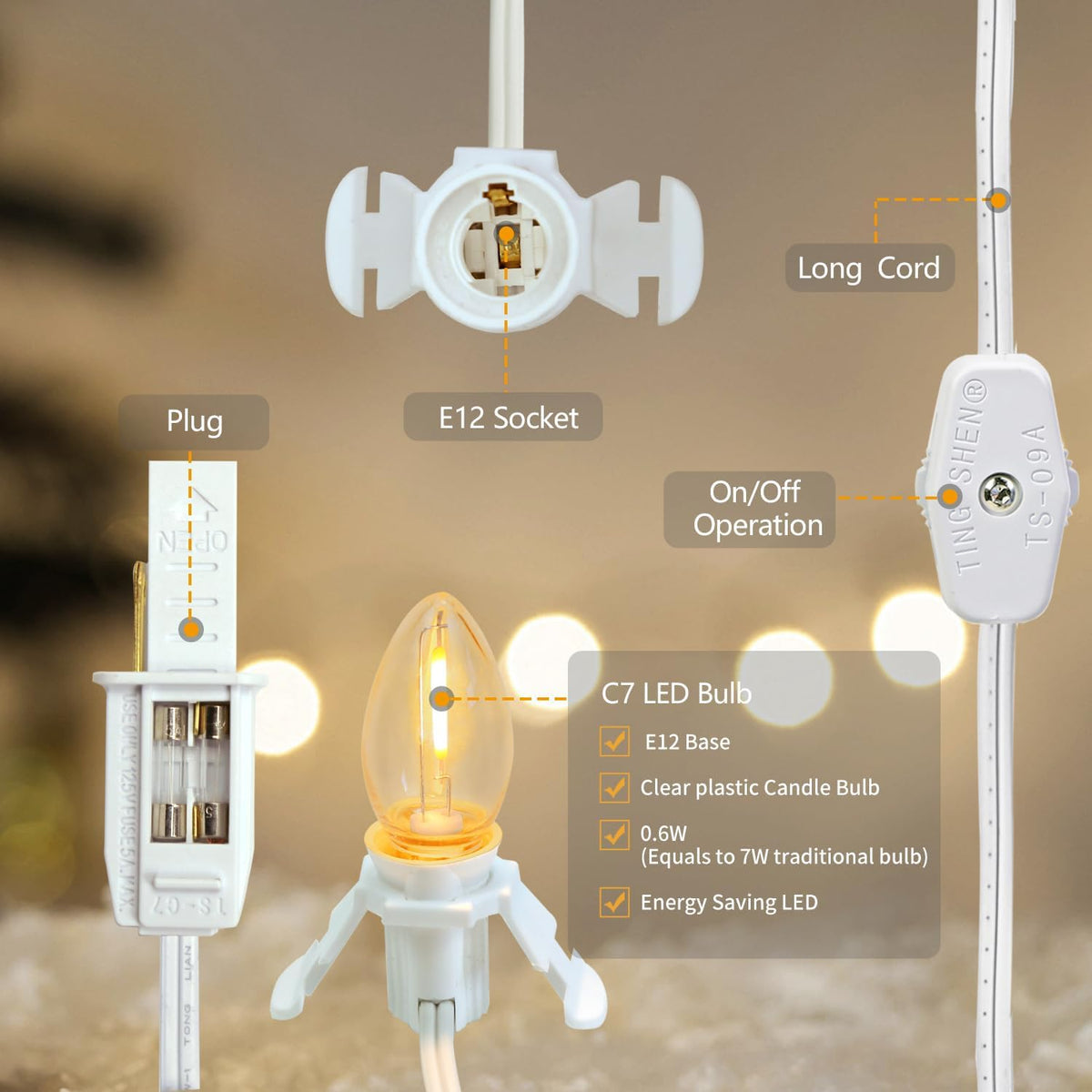 the line includes a 2-pack, a 4-pack with four cords and four bulbs, and a single-pack accessory-cord option labeled for five bases