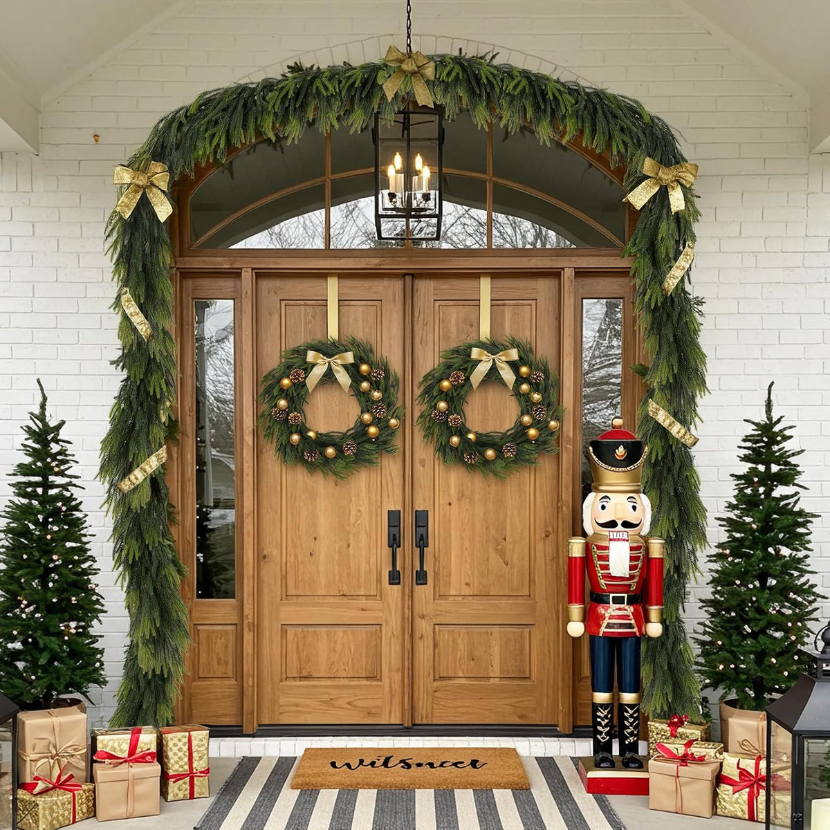 the listed 9-foot garland contains 100 pine branches for a full, dense silhouette