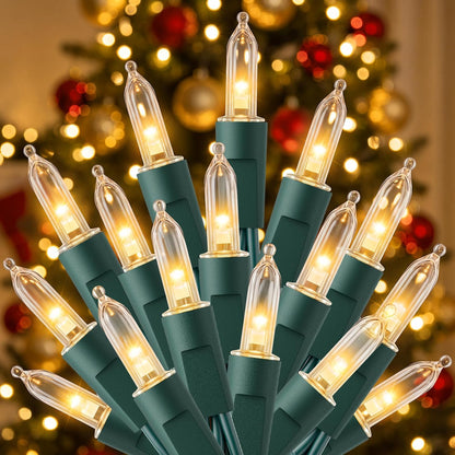 the primary 33-foot set includes 100 miniature led bulbs, a 6.56-foot lead wire, and 3.94-inch bulb spacing