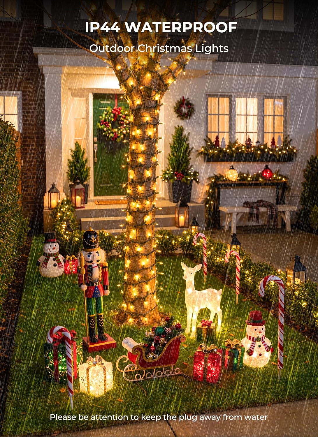 LED Christmas Lights Indoor Outdoor, 33FT 100 Count Mini String Lights for Porch, Patio, and Garden Edges with 8 Lighting Modes