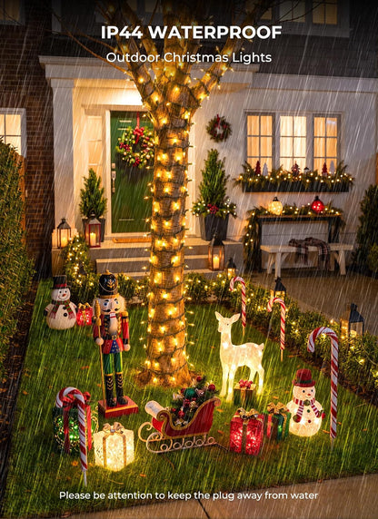 LED Christmas Lights Indoor Outdoor, 33FT 100 Count Mini String Lights for Porch, Patio, and Garden Edges with 8 Lighting Modes