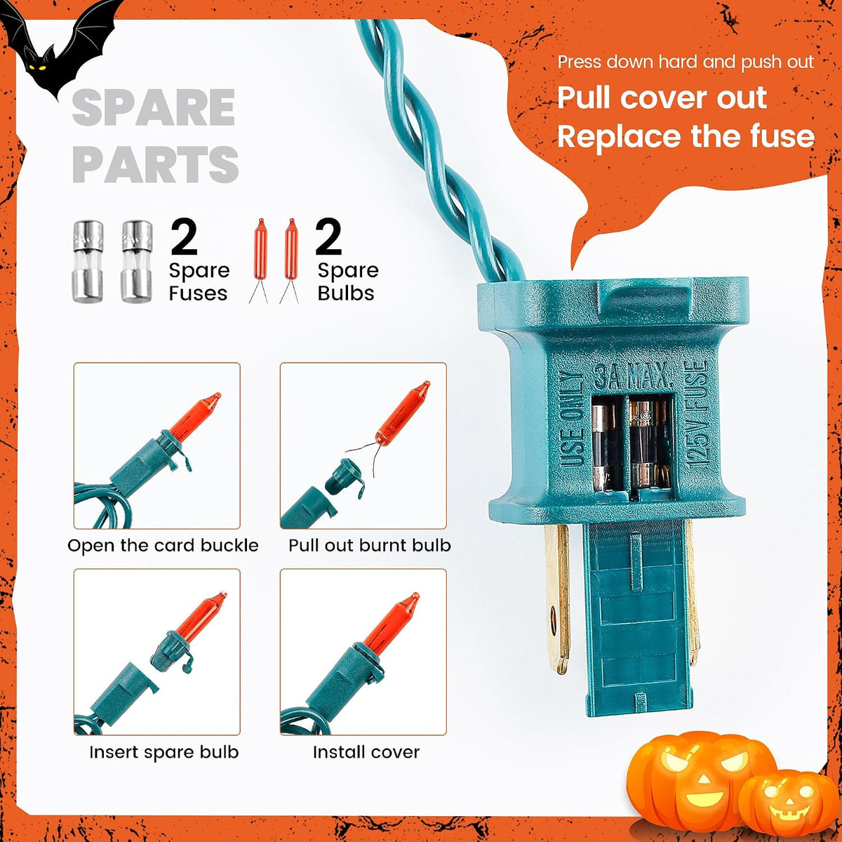 Halloween String Lights 50 Count for Camping, Camping Trip, Campsite, Yard, and Autumn Outdoor Displays
