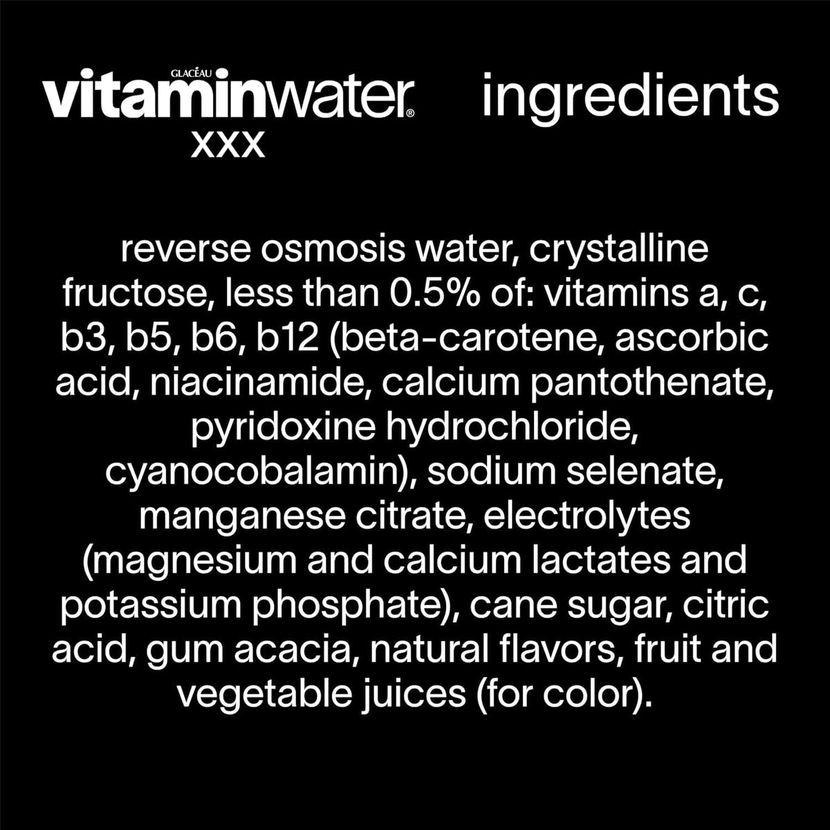 vitaminwater XXX Acai-Blueberry-Pomegranate for Hiking Days, Electrolyte-Enhanced Drink for Active Outings