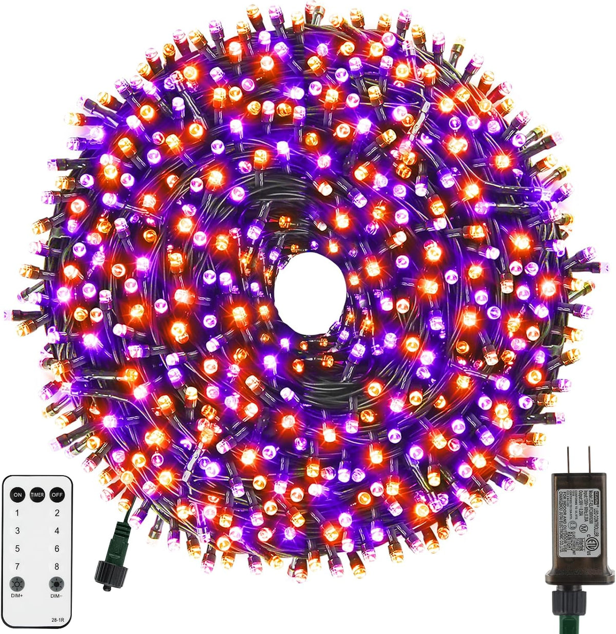 the product line is offered in 105-, 170-, 262-, and 336-foot lengths; the 105-foot version has 300 individual b10 led bulbs