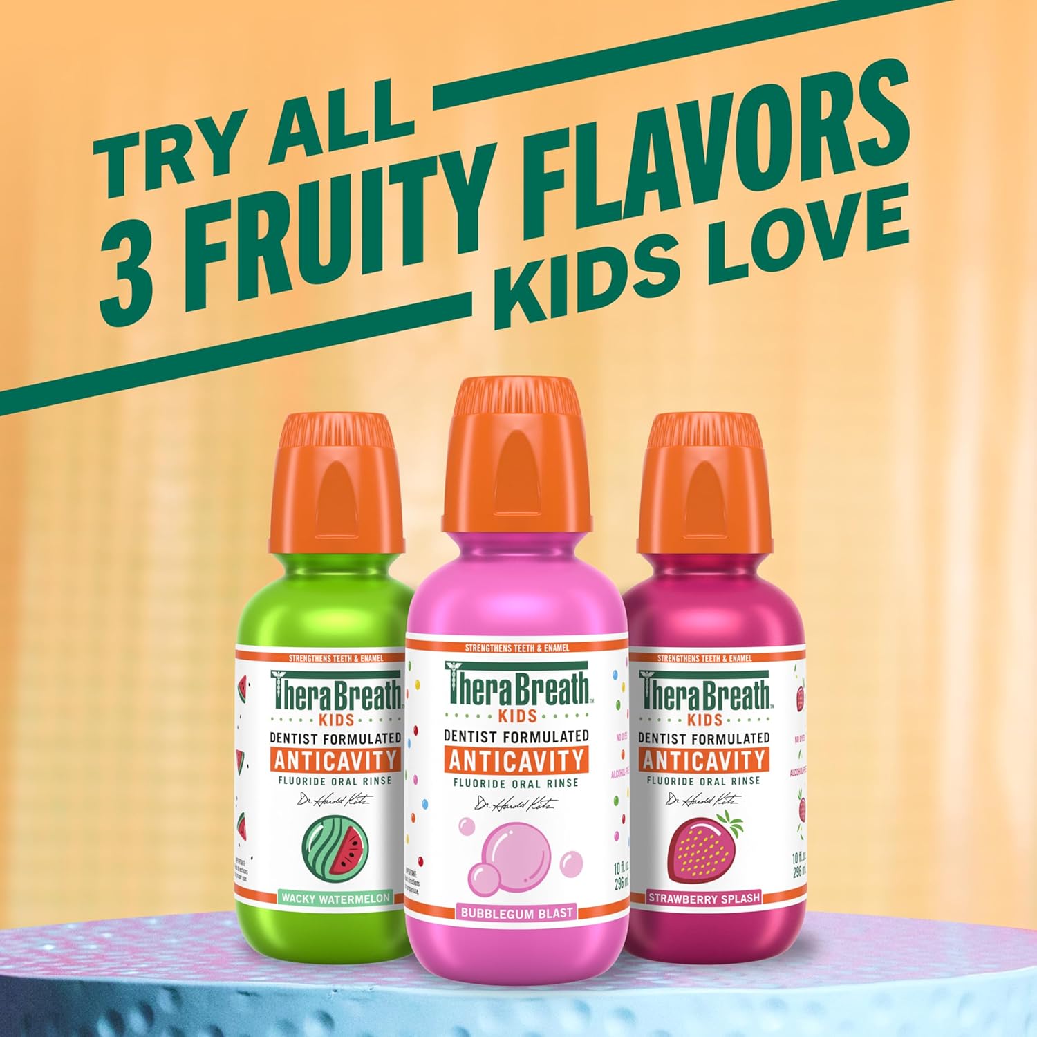 TheraBreath Kids Bubblegum Blast Anticavity Rinse – Fluoride Enamel Strengthener for Boys and Girls' Daily Hygiene in the Kids' Bathroom, 16 fl oz, 2-Pack