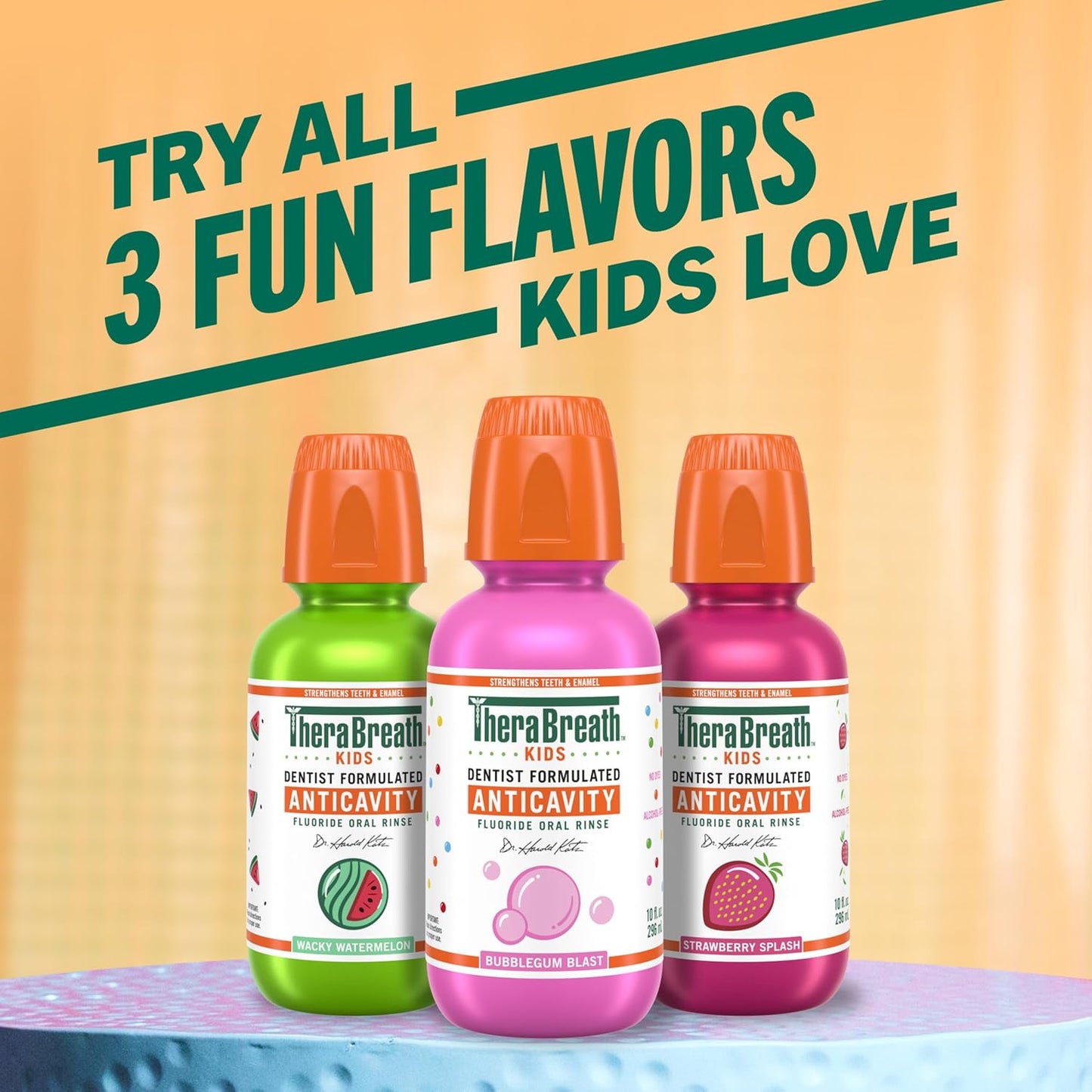 TheraBreath Kids Mouthwash with Fluoride – Non Burning Alcohol Free Strawberry Swish for Mindful Morning and Night Routines