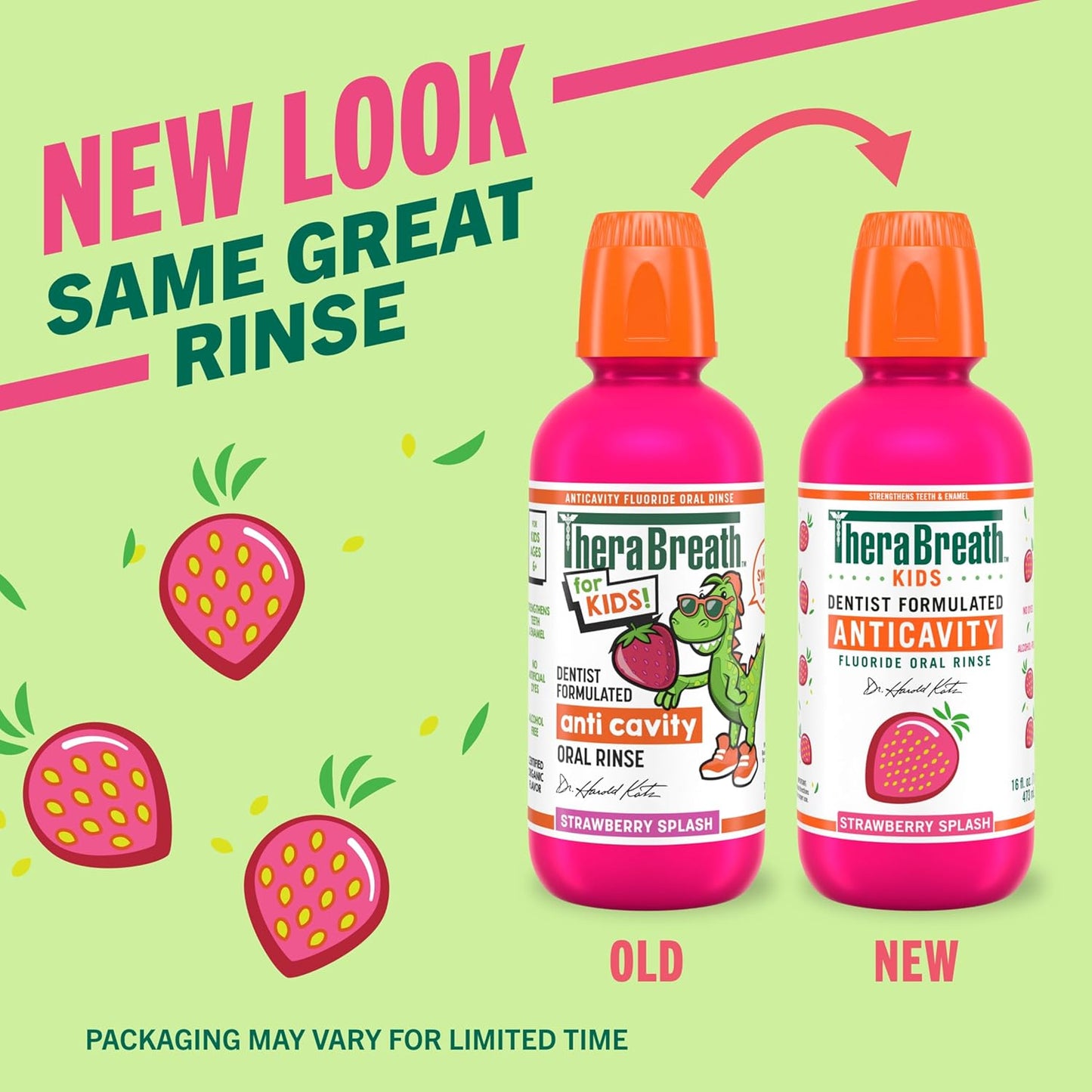 TheraBreath Kids Mouthwash with Fluoride – Non Burning Alcohol Free Strawberry Swish for Mindful Morning and Night Routines