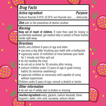 TheraBreath Kids Mouthwash with Fluoride – Non Burning Alcohol Free Strawberry Swish for Mindful Morning and Night Routines