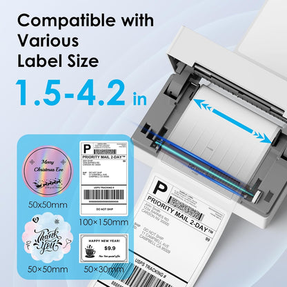 thermal printing at 180 mm/s (60 ppm) with 203 dpi resolution, eliminating ink/toner