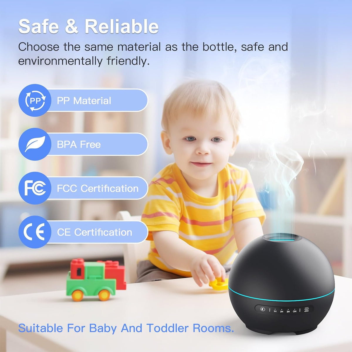 THIMONES Compact Round Oil Diffuser 5.4 Inch – Cozy Living Room Aesthetic with Warm Ambient Night Light