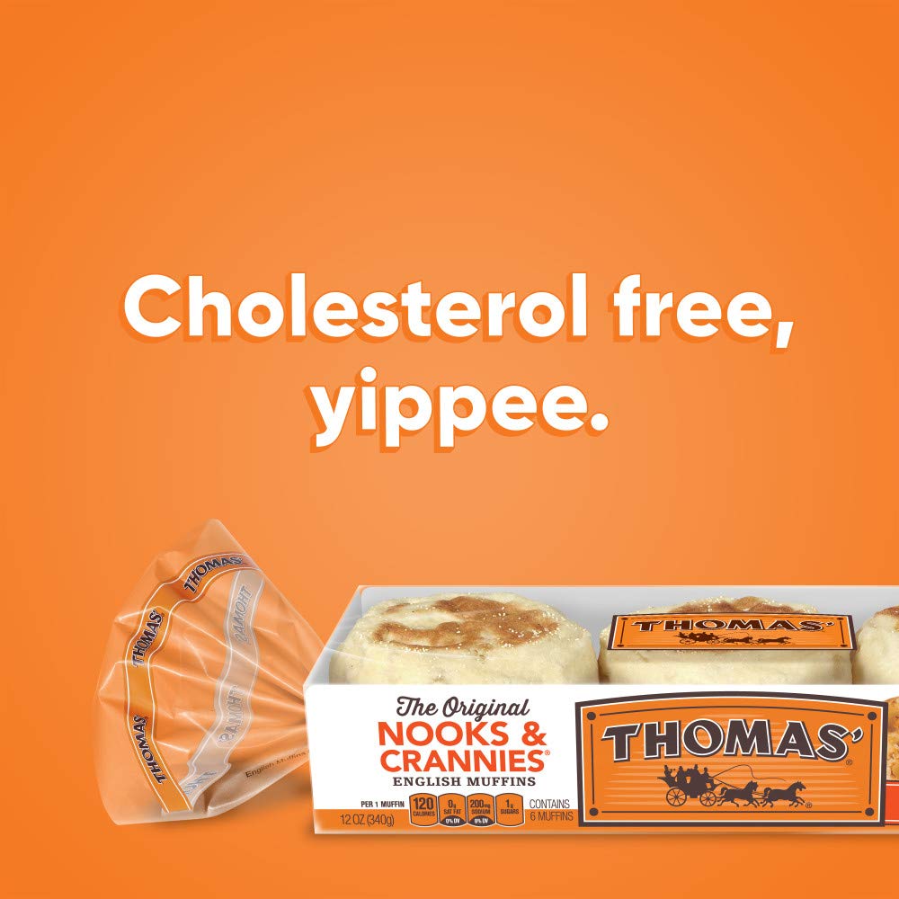Thomas' Original English Muffins, 6 ct, 13 oz Package – Easy Grab-and-Go Sandwich Base for Remote Work Lunches