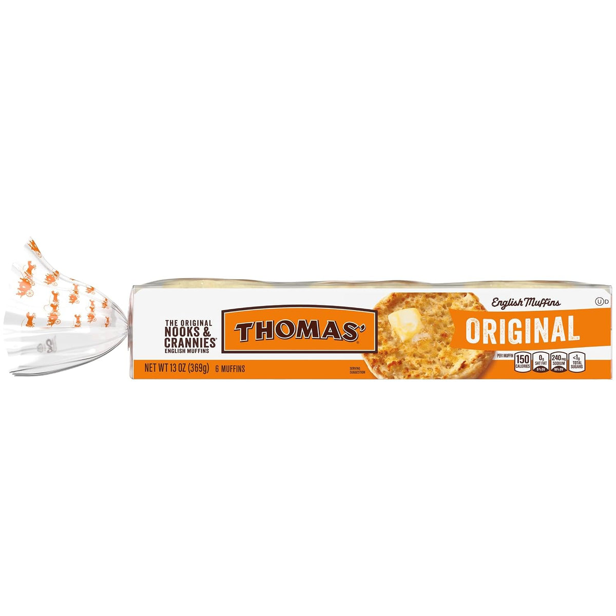 Thomas' Original English Muffins, 6 ct, 13 oz Package – Easy Grab-and-Go Sandwich Base for Remote Work Lunches