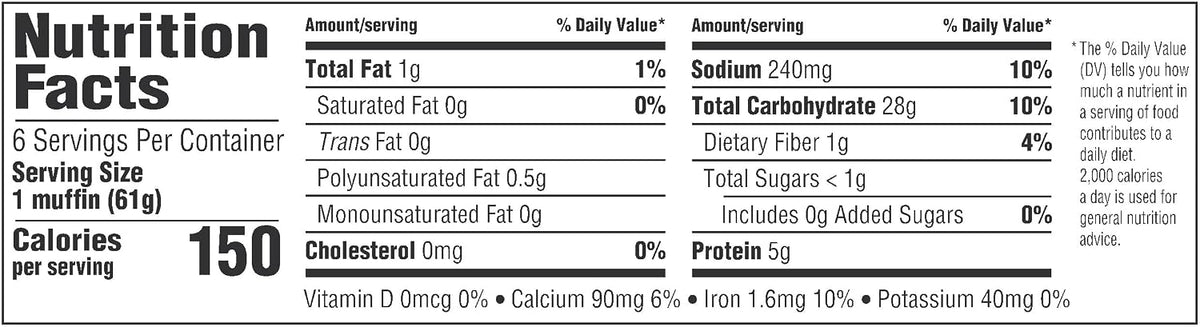 Thomas' Original English Muffins, 6 ct, 13 oz Package – Easy Grab-and-Go Sandwich Base for Remote Work Lunches