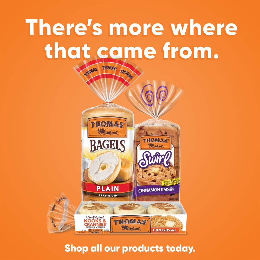 Thomas' Original English Muffins, 6 ct, 13 oz Package – Easy Grab-and-Go Sandwich Base for Remote Work Lunches
