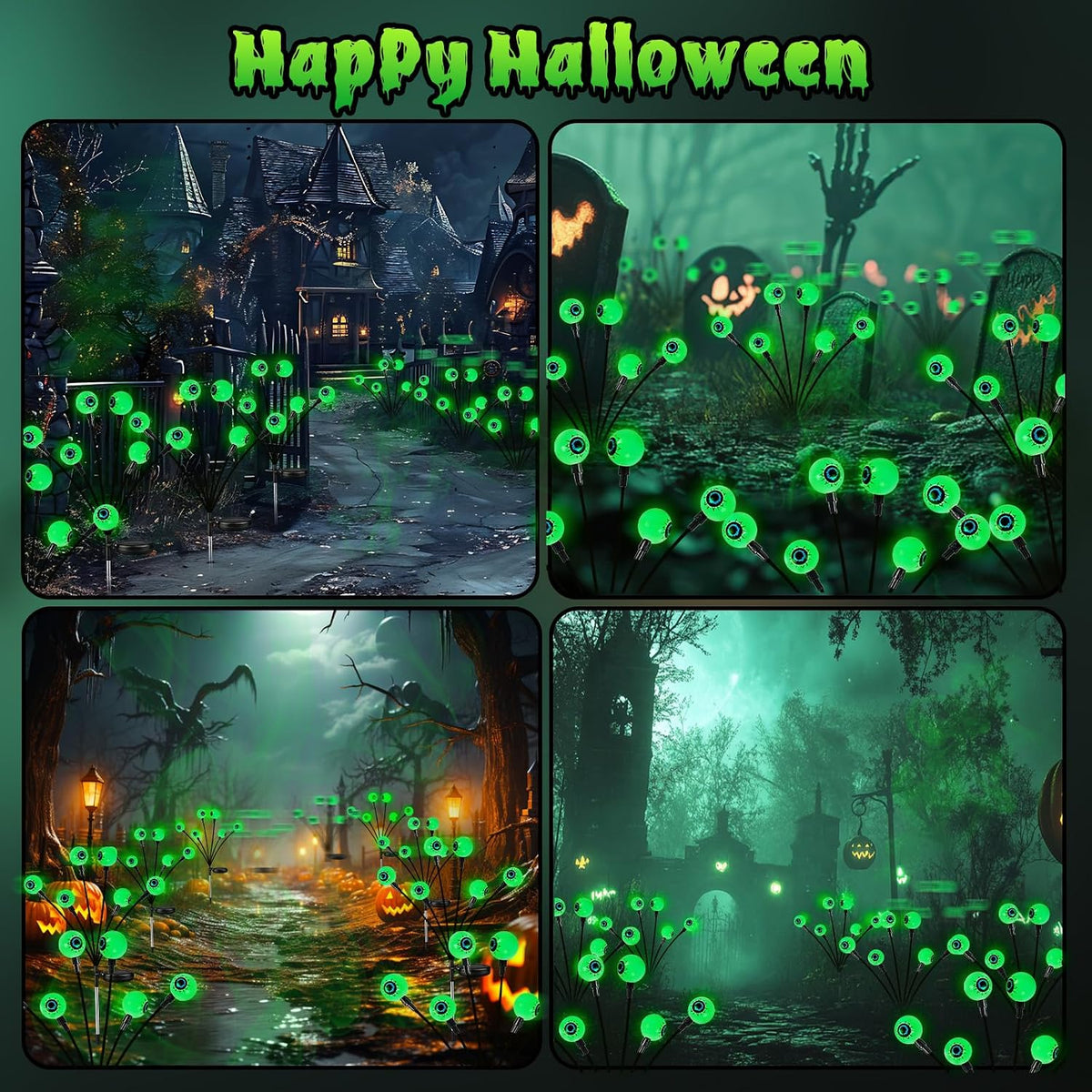 Thoughtful Halloween Gift for Her – Glow-in-the-Dark Solar Eyeball Path Lights, 6 Pack
