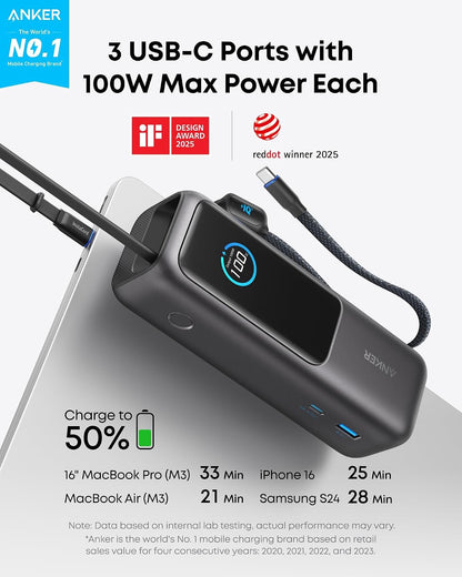 three 100w usb-c pd output ports