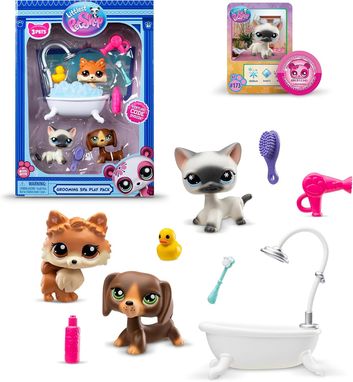 three bobble head figures: #172 dachshund, #173 siamese cat, #174 pomeranian