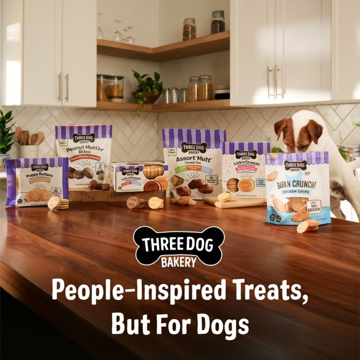 Three Dog Bakery Wicked Lick'n Crunch Feel-Good Dog Treats – Real-Ingredient Cookie for the Wellness-Focused Pet Home, 13 oz