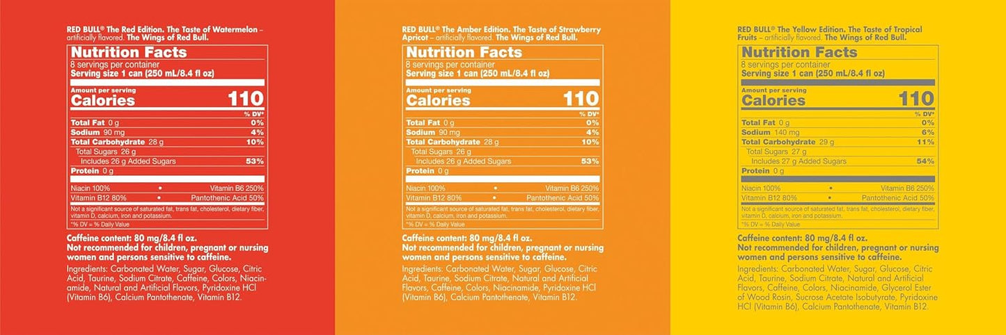 three-edition variety: 8 cans each of watermelon, strawberry apricot, and tropical flavors