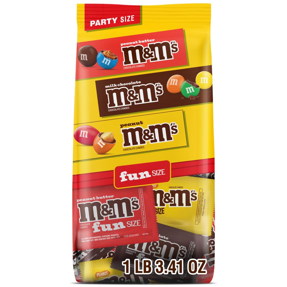 three-flavor assortment: milk chocolate, peanut, and peanut butter m&m's