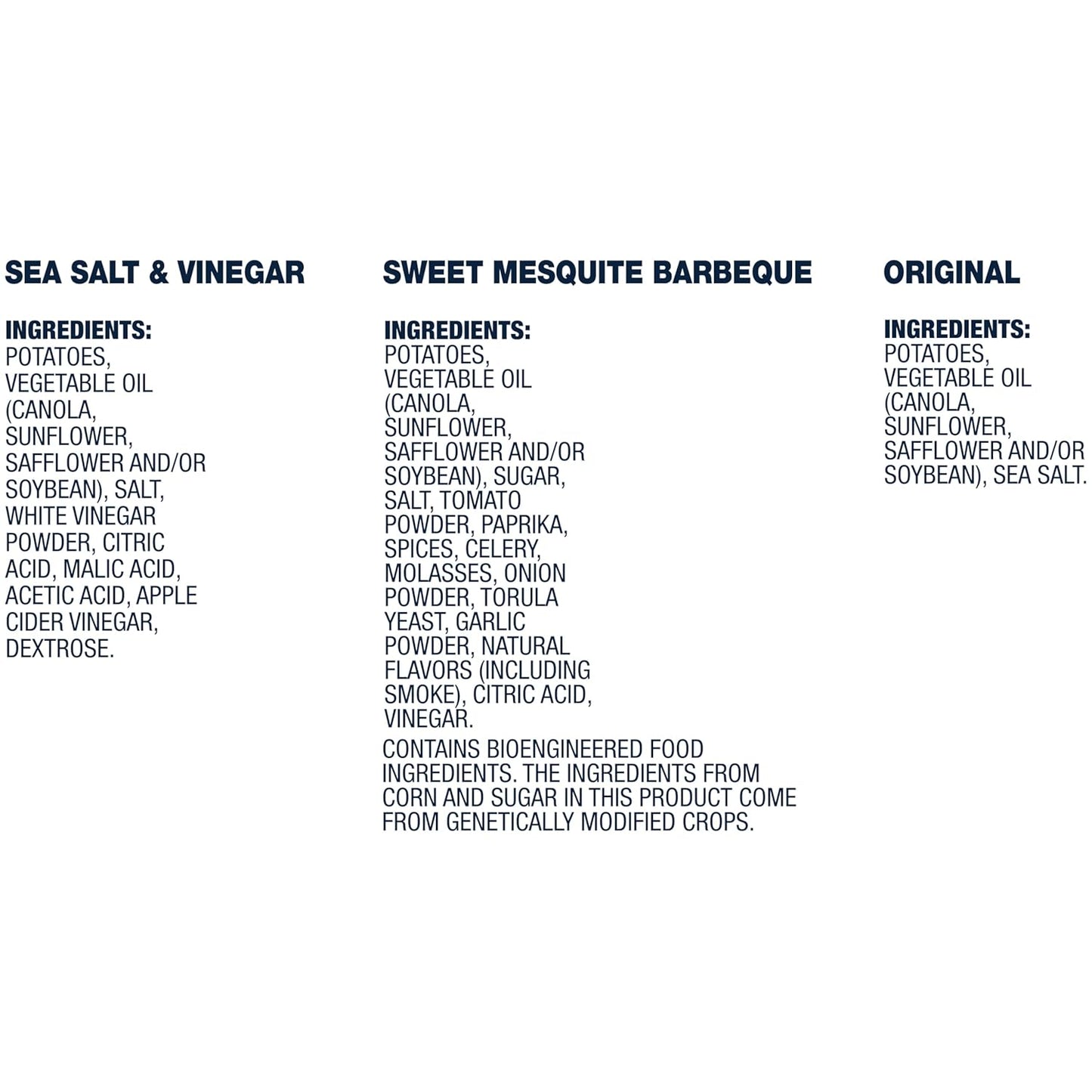 three flavor variants: original, less fat original, and variety pack
