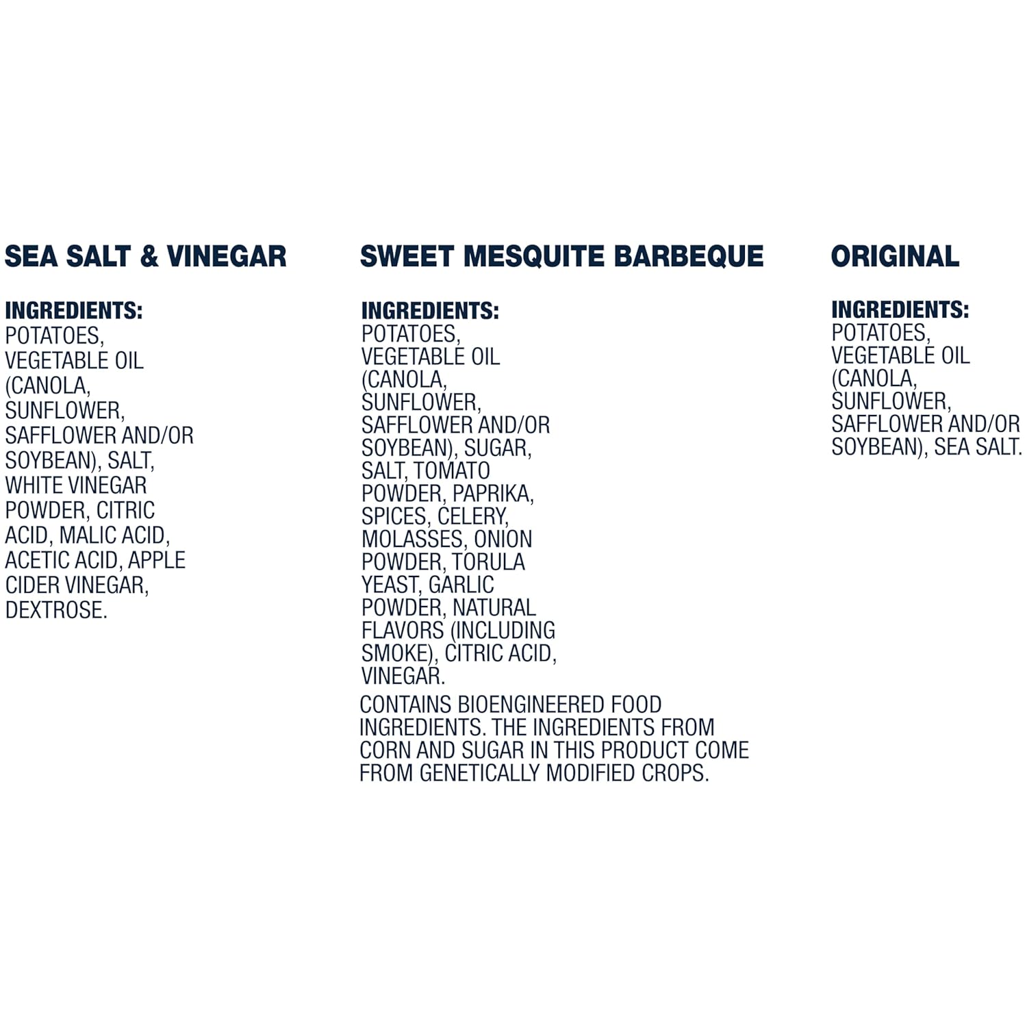 three flavor variants: original, less fat original, and variety pack