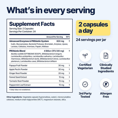 Zenwise Digestive Enzyme, Probiotic, and Prebiotic Capsules for Everyday Digestive Care