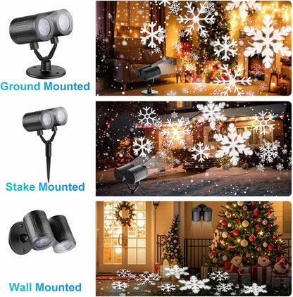 three installation methods: ground stake, round base, and wall-mount screw kit