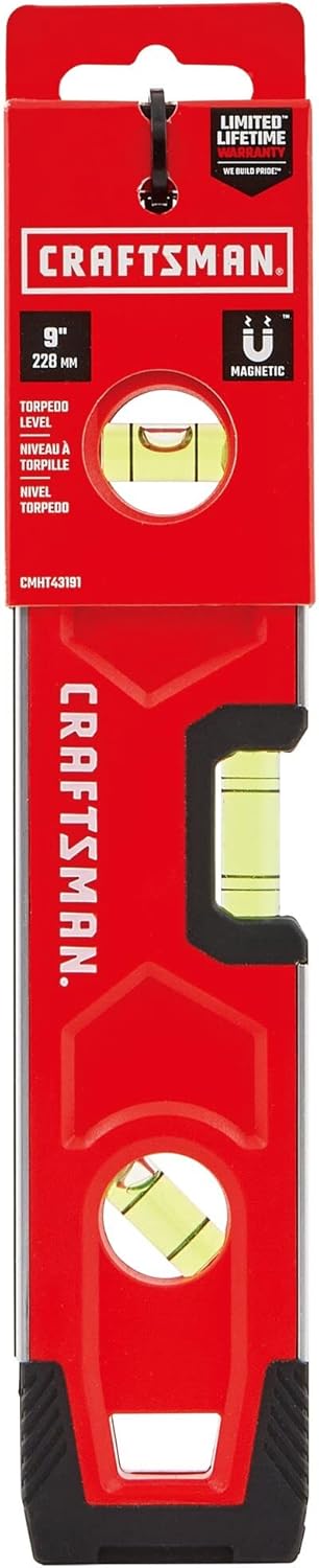 three integrated vials covering level, plumb, and 45-degree angles