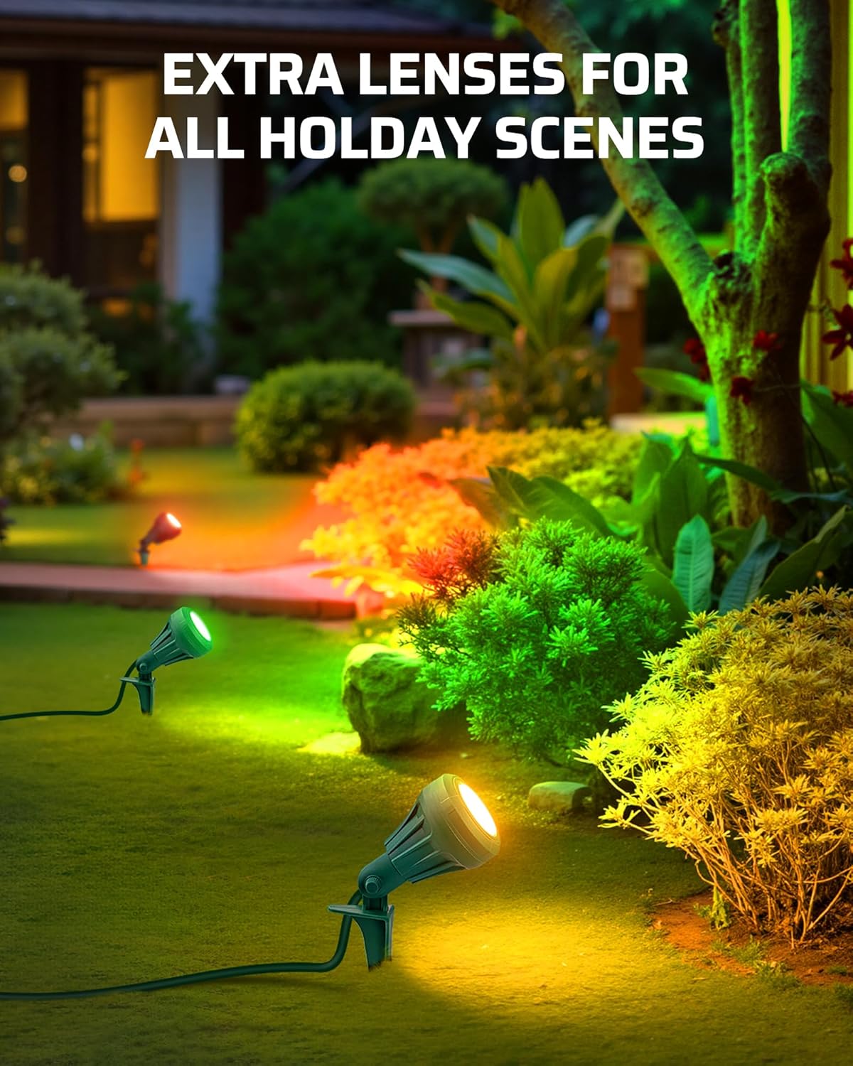 three interchangeable color lenses: red, yellow, and green