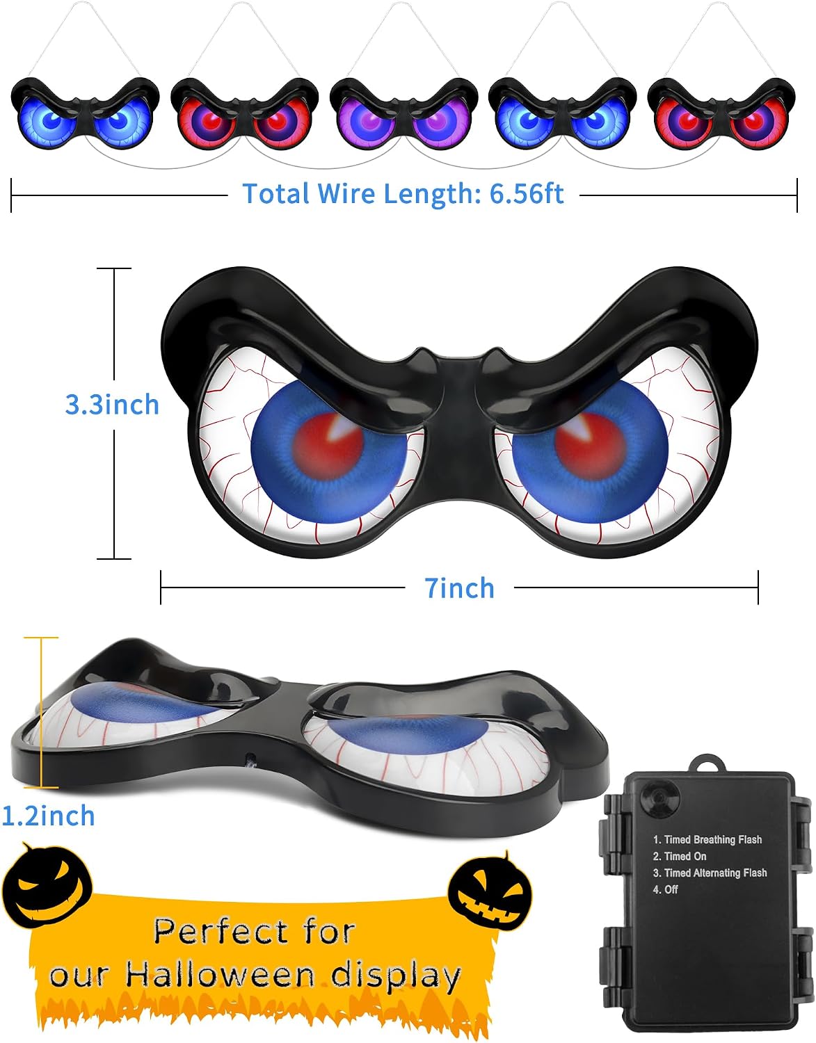 three lighting modes: timed breathing flash, timed on, and timed alternating flash