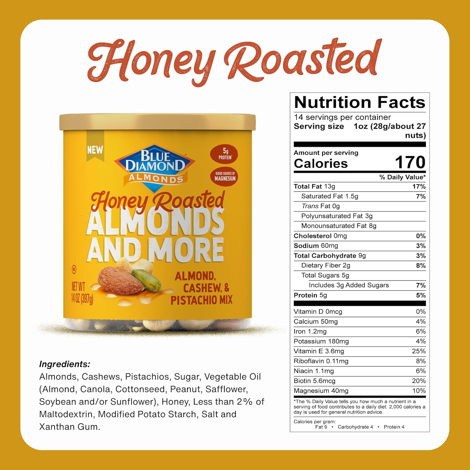 three-nut blend: almonds, pistachios, and cashews