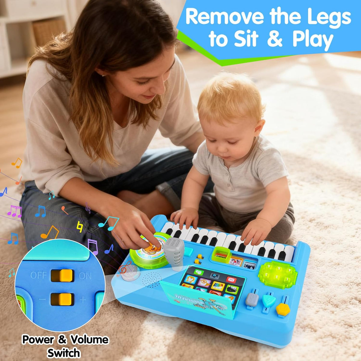 three playing modes, eight instrument sounds, and three phone sound effects