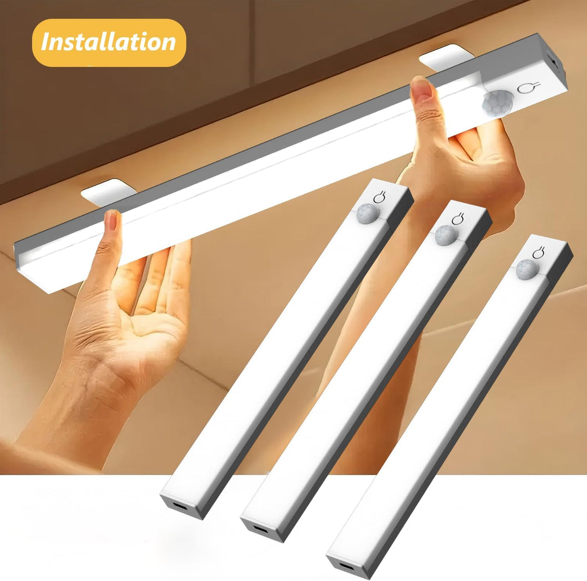 LuminWick Under Cabinet LED – Flameless Motion-Activated Safety Light for Bedside Nightstands and Bathroom Vanities