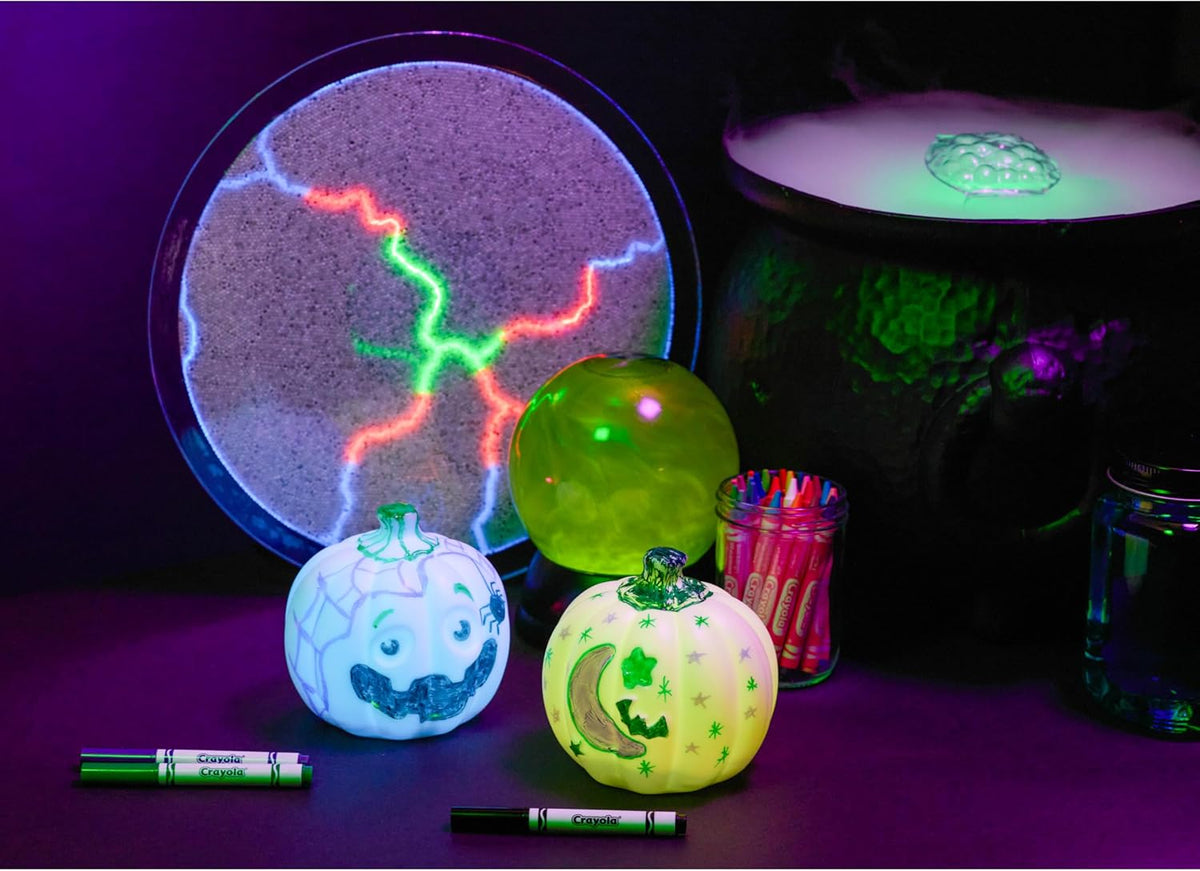 Crayola Light-Ups Jack-O-Lantern Craft Set – Shatter-Resistant Halloween Toy for Playroom & Mantel, Washable Markers Ages 4+