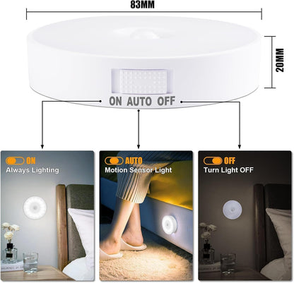 three switchable modes: on (always on), auto (motion-activated), off
