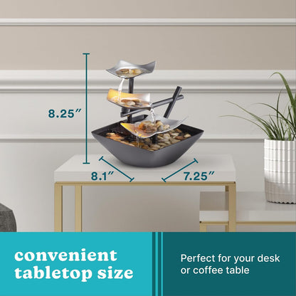 Homedics Tabletop Water Fountain – Yoga Room and Wind-Down Decor, Soothing Cascade for Breathing Exercises and Restful Sleep