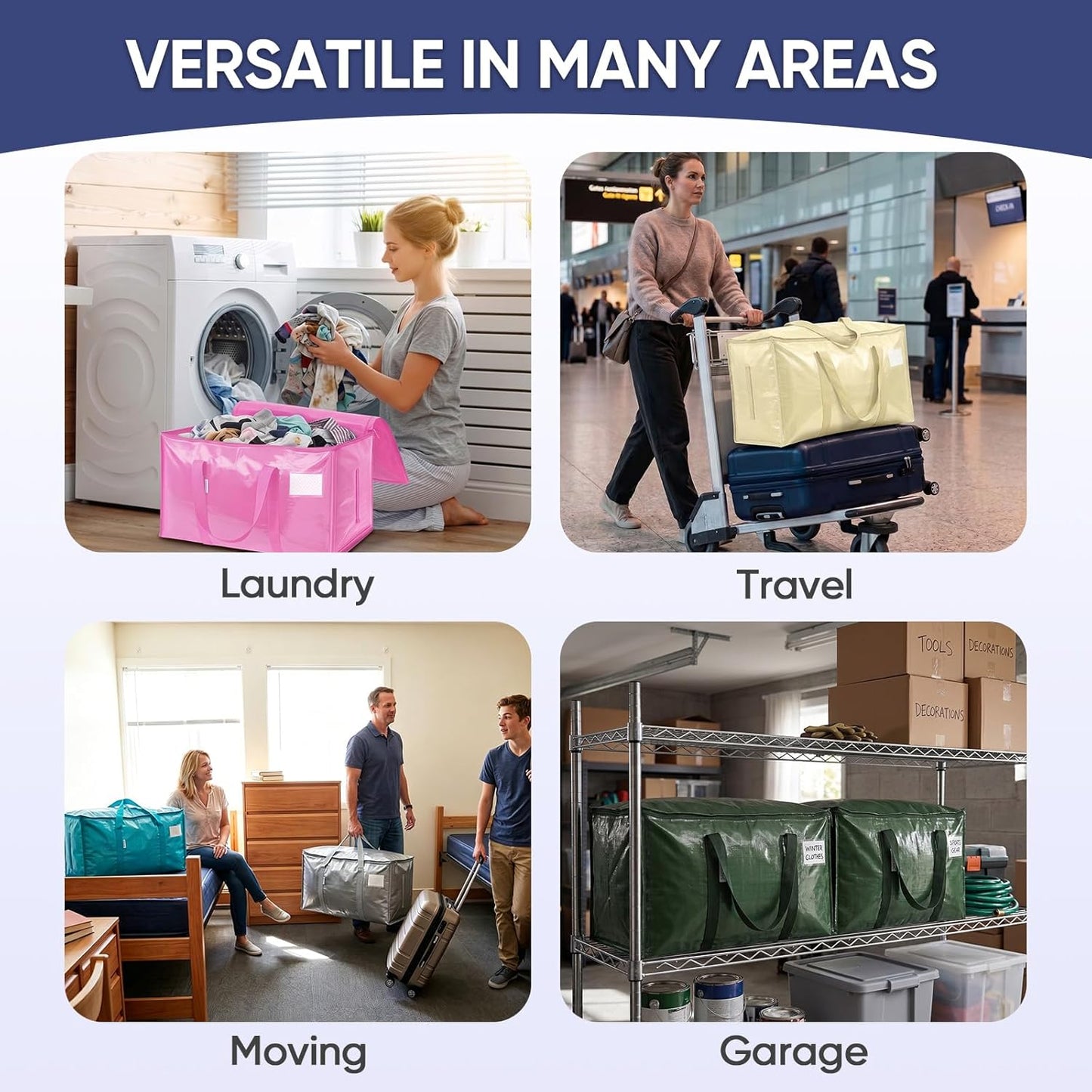 TICONN Extra Large Storage Totes – Efficient Packing for Apartment Moves, Dorm Transitions, and Garage Sort-Outs