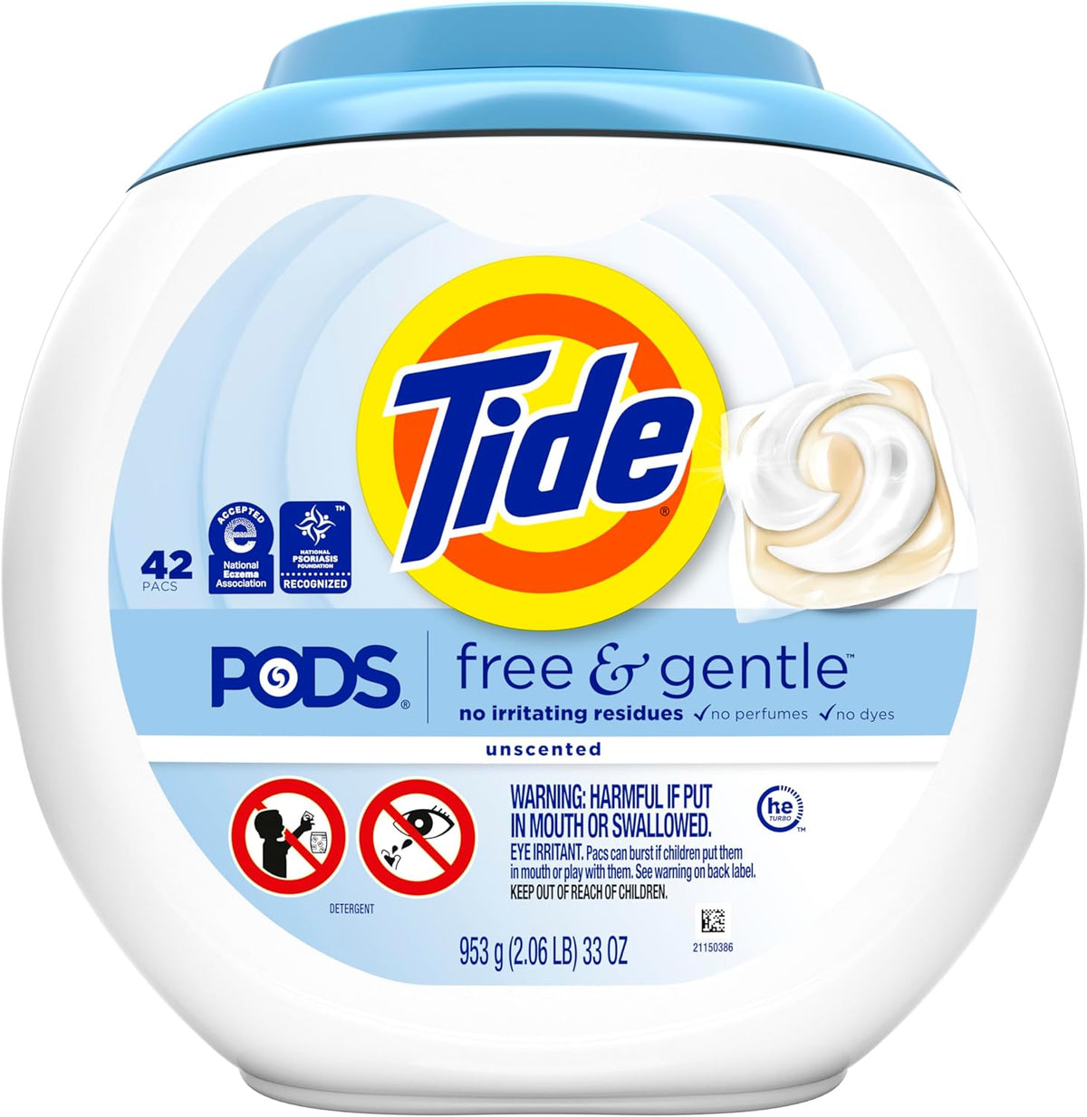 Tide Free and Gentle Laundry Detergent Pacs for Fragrance-Free Bedding and Linen Care, Sensitive Skin Formula