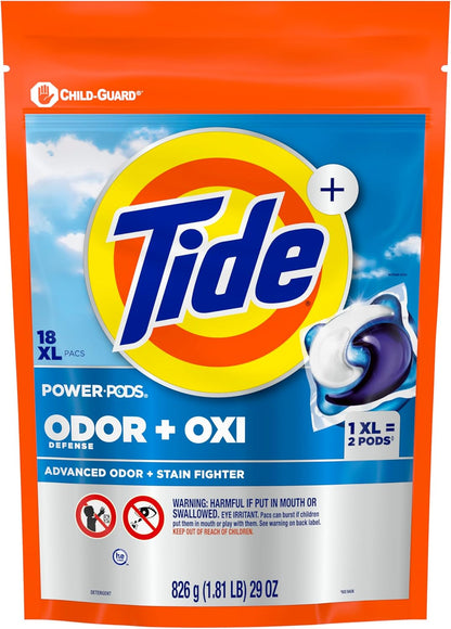 Tide Odor Defense + Oxi Laundry Pacs for Nurseries and Playrooms, Hypoallergenic-Friendly Odor Removal