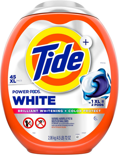 Tide Power PODS White Laundry Detergent – Family Laundry Room Pick for Kids' Uniforms, Stain-Fighting PODs