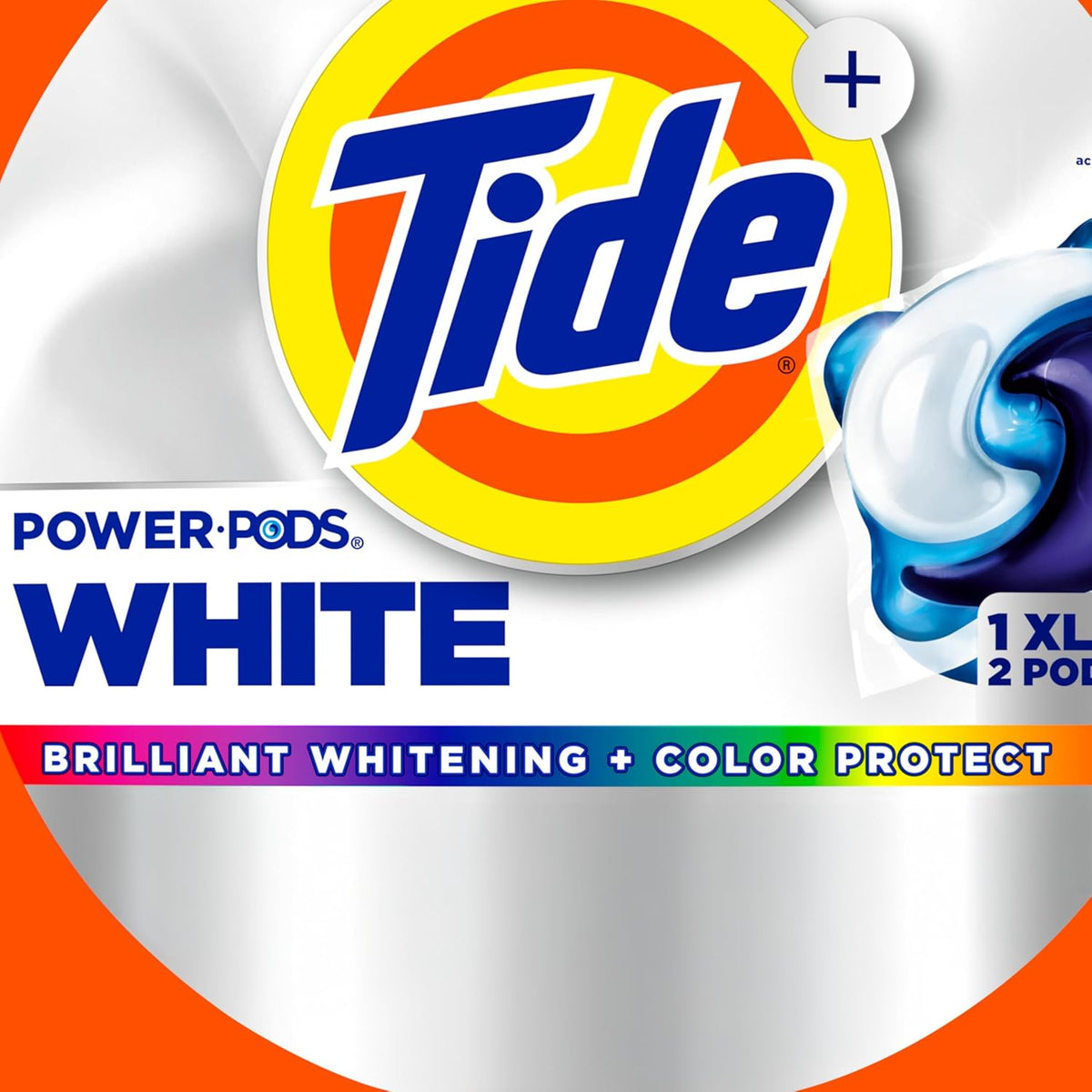 Tide Power PODS White Laundry Detergent – Family Laundry Room Pick for Kids' Uniforms, Stain-Fighting PODs