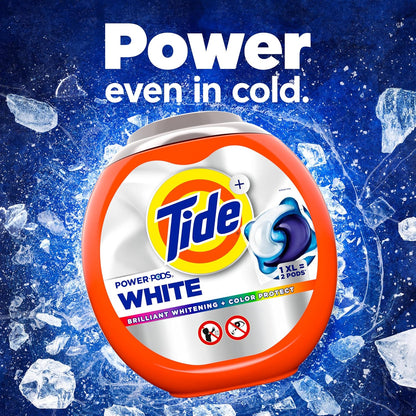 Tide Power PODS White Laundry Detergent – Family Laundry Room Pick for Kids' Uniforms, Stain-Fighting PODs