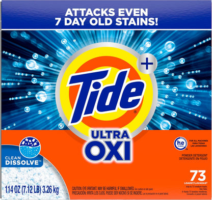 Tide Ultra OXI Powder Laundry Detergent for Camping and Travel Wardrobes, Powder Format for Easy Transport and Storage