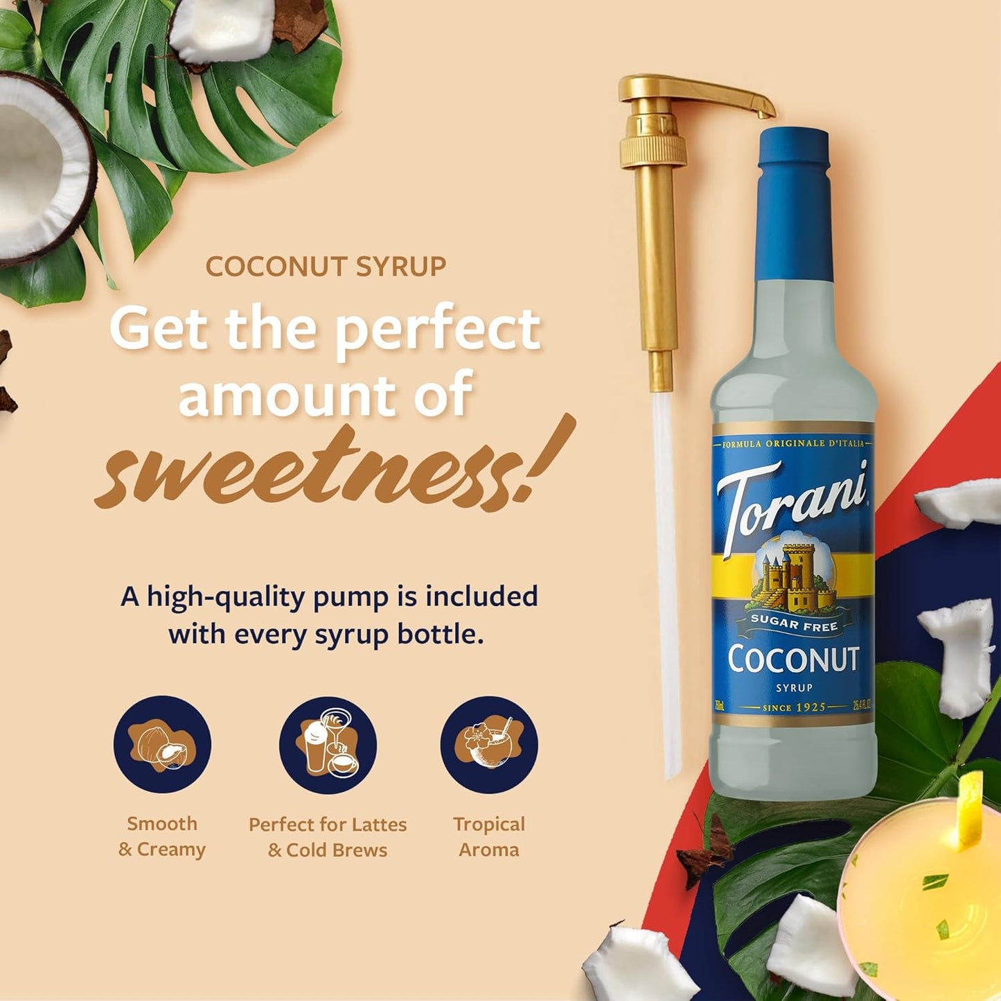 toasted coconut flavor profile suited for warm and cold beverages