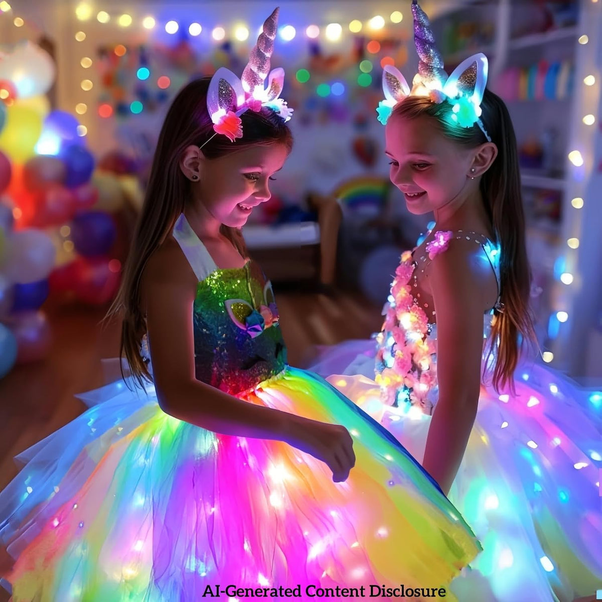 Toddler Unicorn Halloween Costume – Light Up Tutu Set with Headband and Detachable Wings